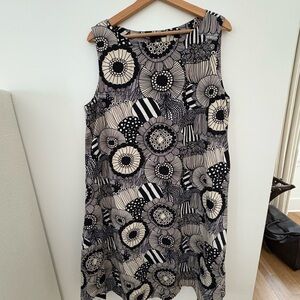 Marimekko Black and White Floral Midi Dress